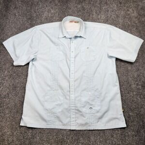 Howler Bros Guayabera Shirt Mens 2XL Blue Check Short Sleeve Fishing Button Up